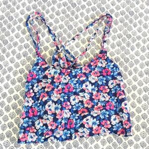 Hollister Floral Crop Top - Blue and Pink